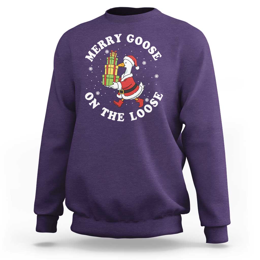 Festive Goose on The Loose Sweatshirt Funny Goose Christmas Meme - Wonder Print Shop