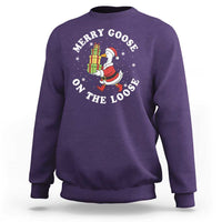 Festive Goose on The Loose Sweatshirt Funny Goose Christmas Meme - Wonder Print Shop