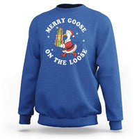 Festive Goose on The Loose Sweatshirt Funny Goose Christmas Meme - Wonder Print Shop