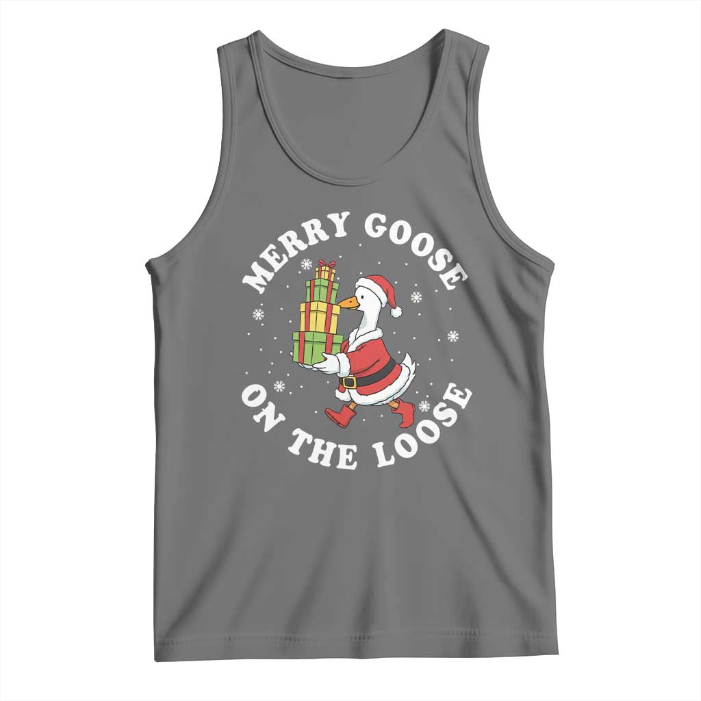 Festive Goose on The Loose Tank Top Funny Goose Christmas Meme - Wonder Print Shop