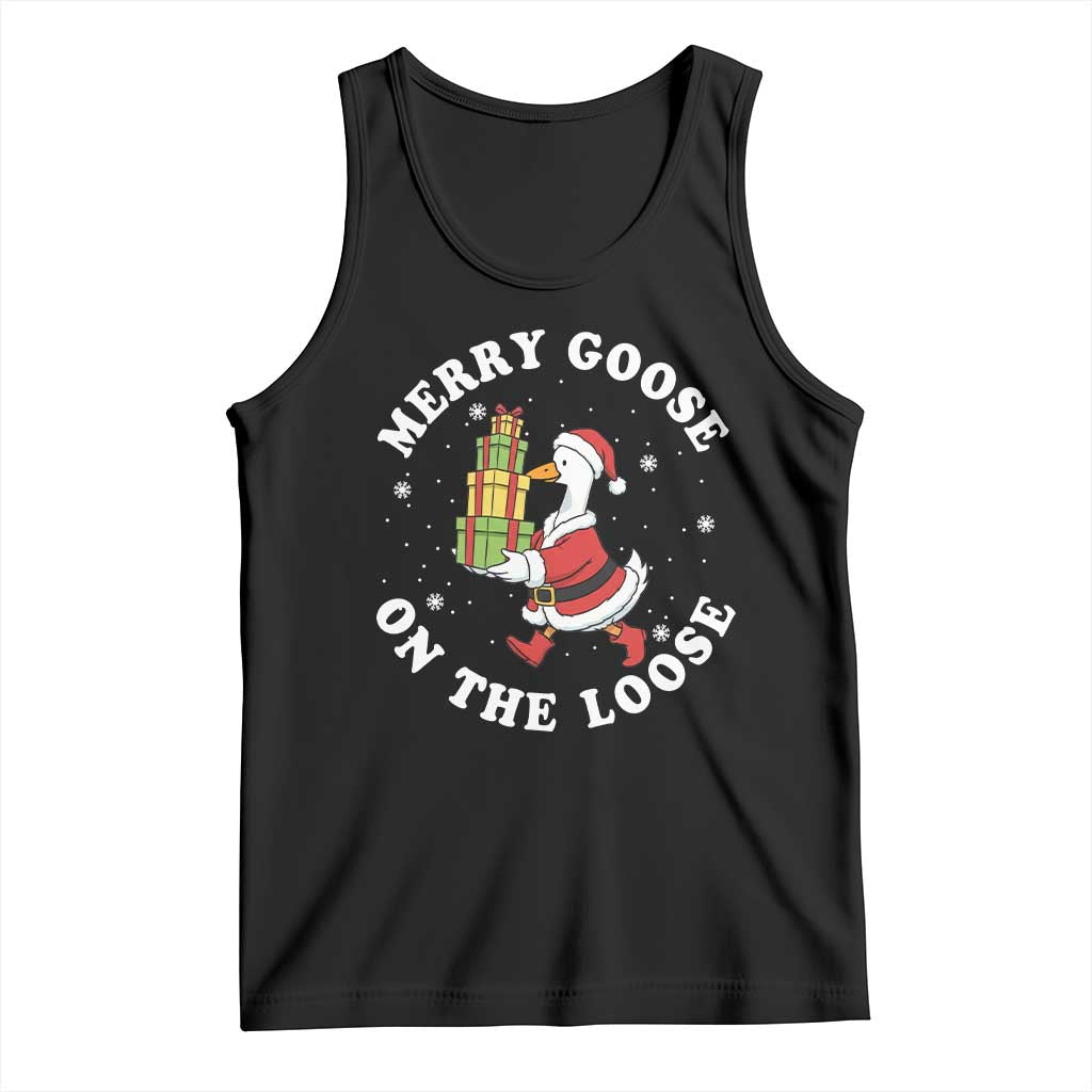 Festive Goose on The Loose Tank Top Funny Goose Christmas Meme - Wonder Print Shop