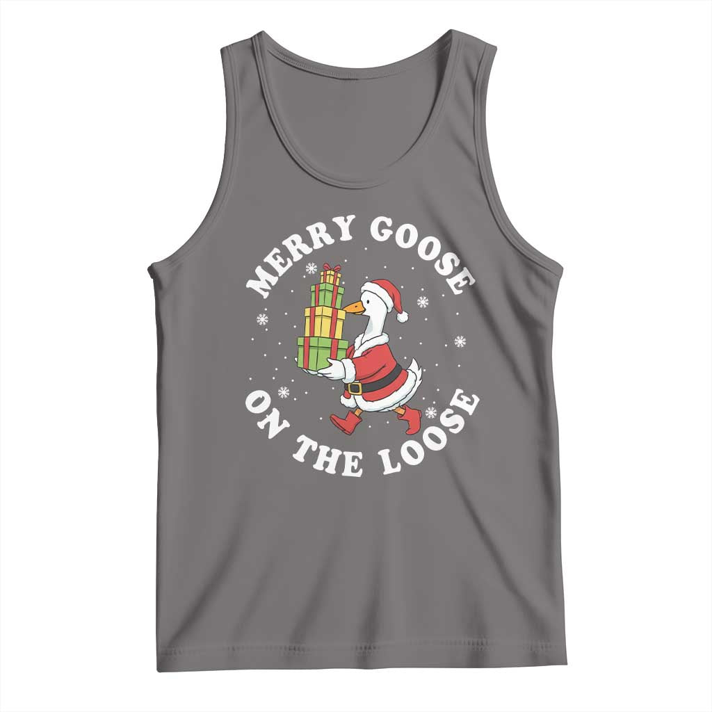 Festive Goose on The Loose Tank Top Funny Goose Christmas Meme - Wonder Print Shop
