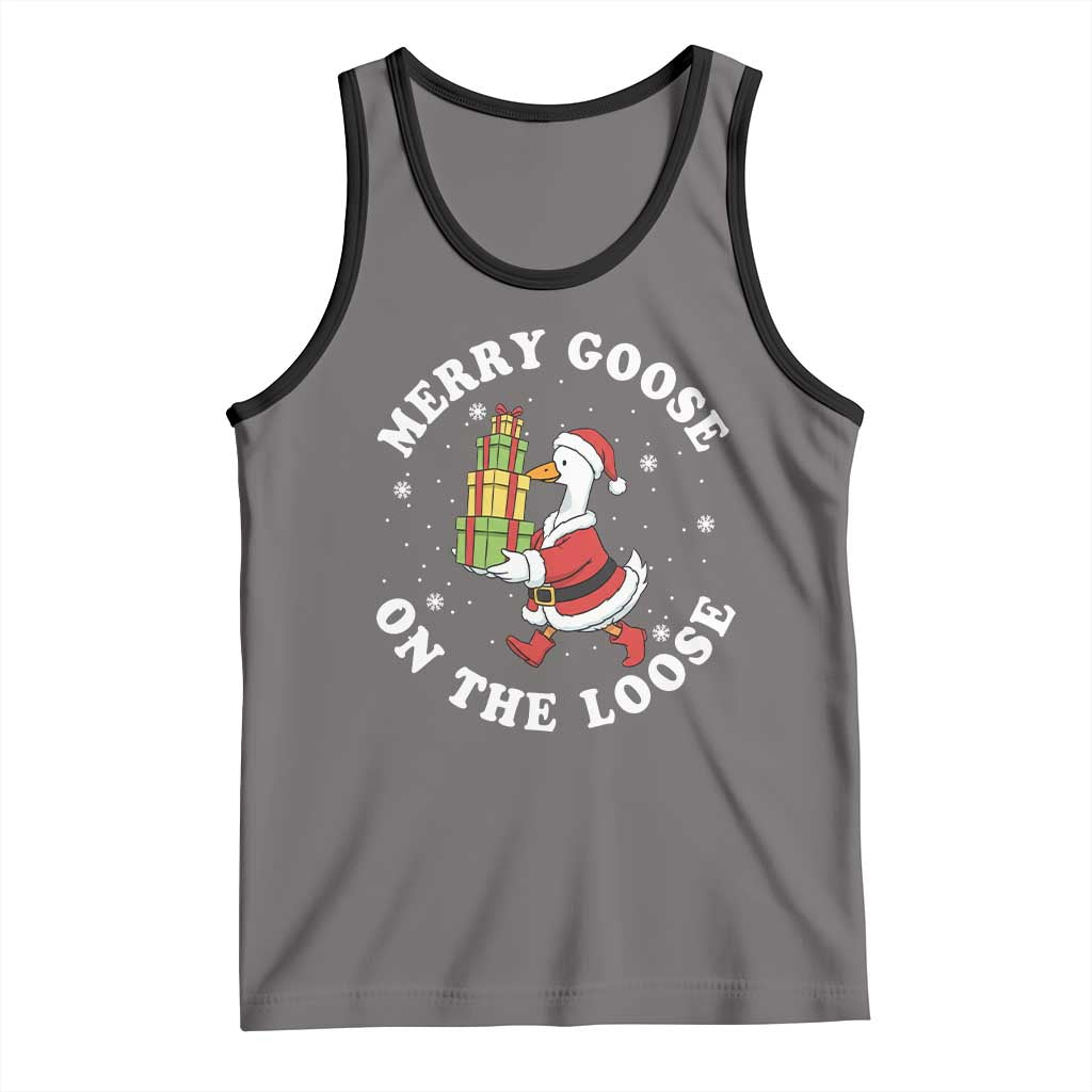 Festive Goose on The Loose Tank Top Funny Goose Christmas Meme - Wonder Print Shop