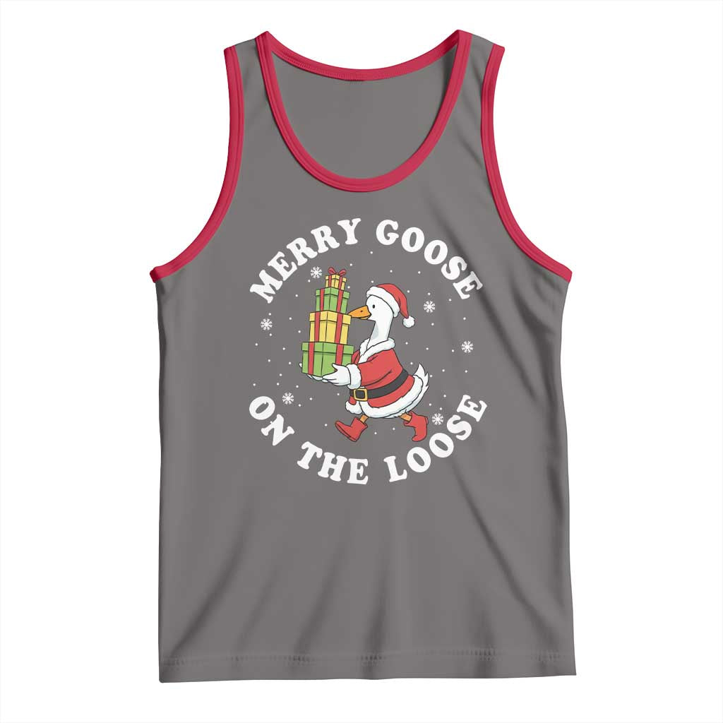 Festive Goose on The Loose Tank Top Funny Goose Christmas Meme - Wonder Print Shop