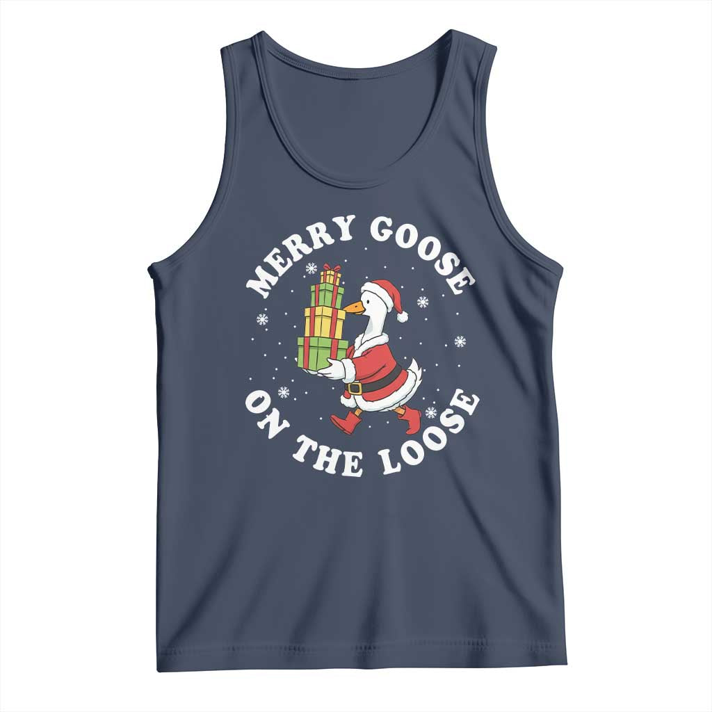 Festive Goose on The Loose Tank Top Funny Goose Christmas Meme - Wonder Print Shop