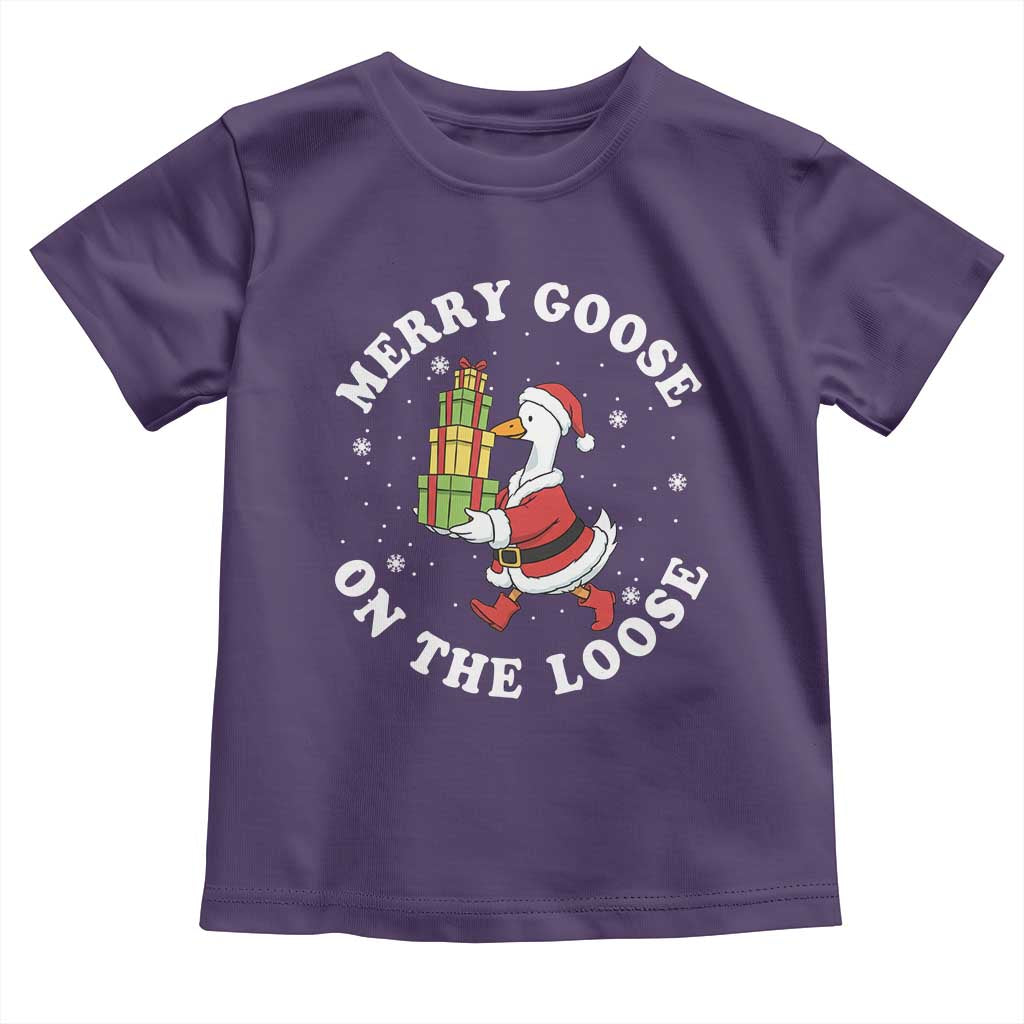 Festive Goose on The Loose Toddler T Shirt Funny Goose Christmas Meme - Wonder Print Shop