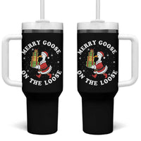 Festive Goose on The Loose Tumbler With Handle Funny Goose Christmas Meme - Wonder Print Shop