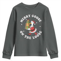 Festive Goose on The Loose Youth Sweatshirt Funny Goose Christmas Meme - Wonder Print Shop