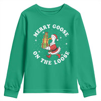 Festive Goose on The Loose Youth Sweatshirt Funny Goose Christmas Meme - Wonder Print Shop