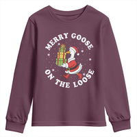 Festive Goose on The Loose Youth Sweatshirt Funny Goose Christmas Meme - Wonder Print Shop