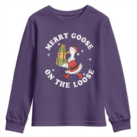 Festive Goose on The Loose Youth Sweatshirt Funny Goose Christmas Meme - Wonder Print Shop