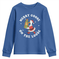 Festive Goose on The Loose Youth Sweatshirt Funny Goose Christmas Meme - Wonder Print Shop