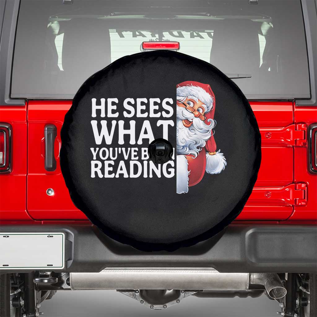 He Sees What You Have Been Reading Spare Tire Cover Funny Bookish Christmas Book Lover - Wonder Print Shop