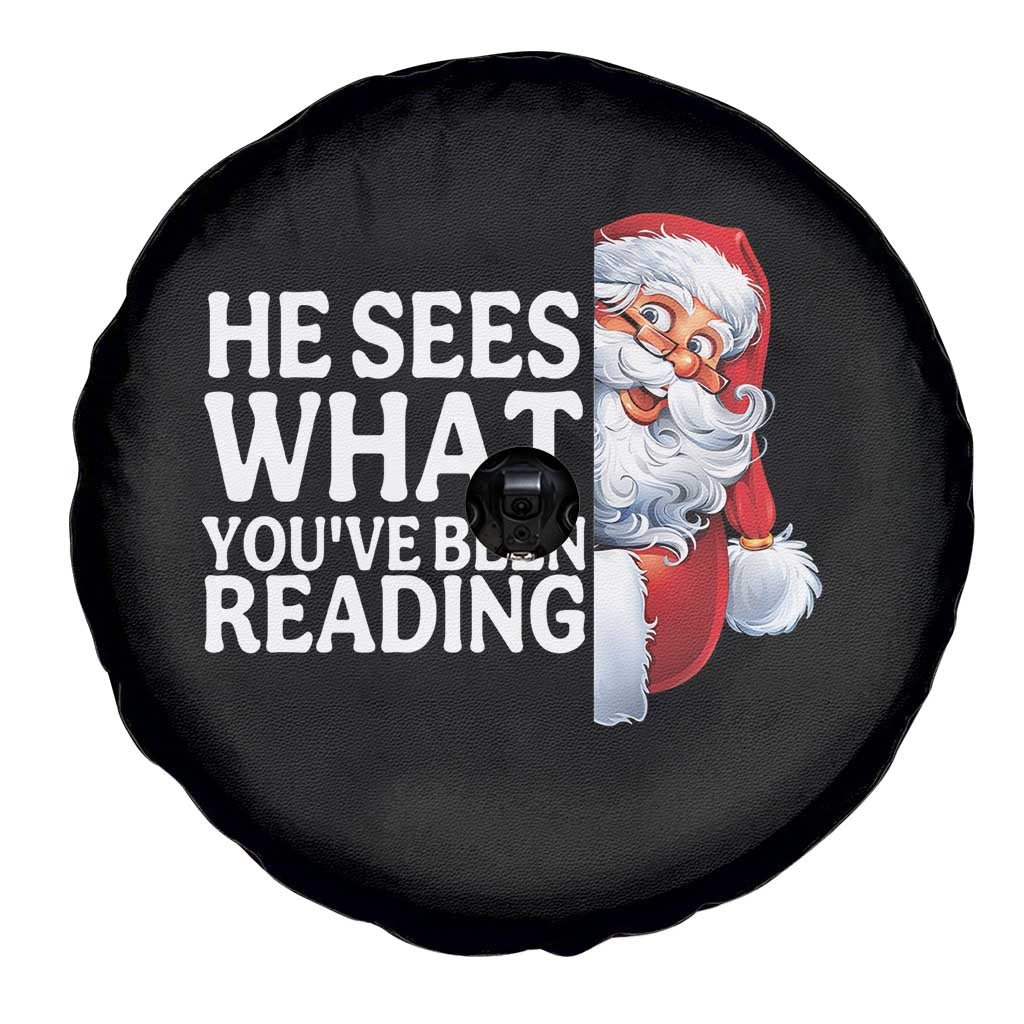 He Sees What You Have Been Reading Spare Tire Cover Funny Bookish Christmas Book Lover - Wonder Print Shop