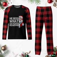 He Sees What You Have Been Reading Plaid Pajama Set Funny Bookish Christmas Book Lover - Wonder Print Shop