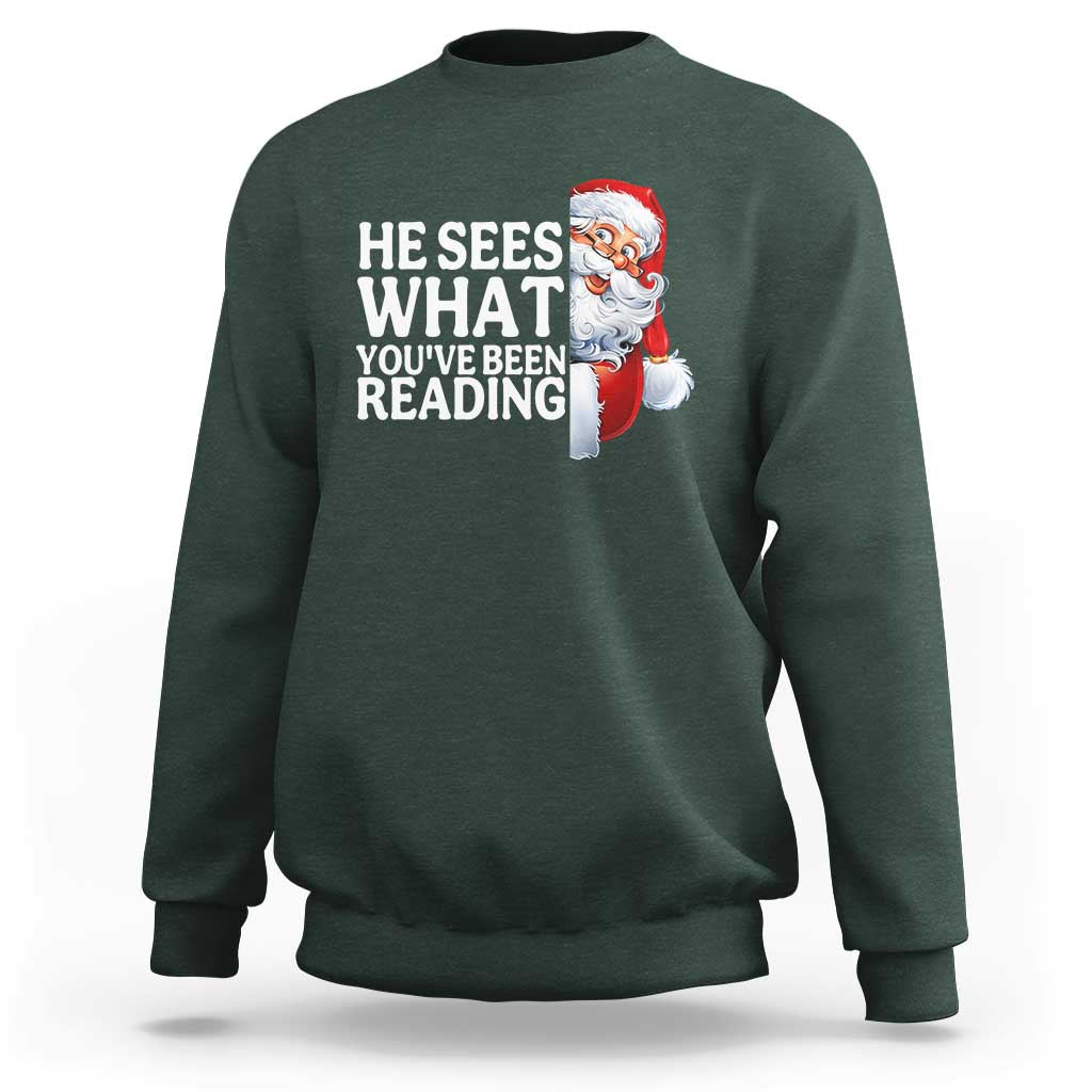 He Sees What You Have Been Reading Sweatshirt Funny Bookish Christmas Book Lover - Wonder Print Shop