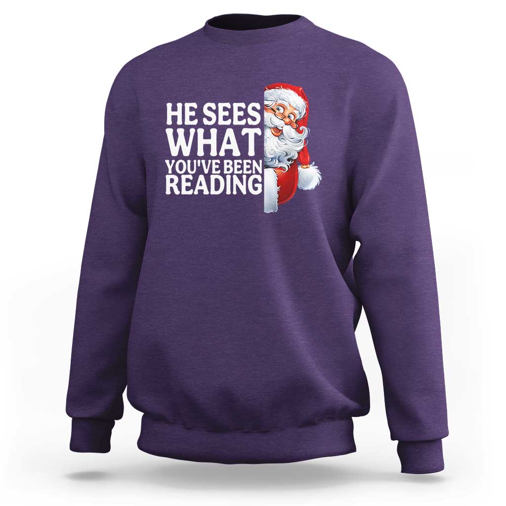 He Sees What You Have Been Reading Sweatshirt Funny Bookish Christmas Book Lover - Wonder Print Shop
