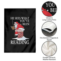Funny Bookish Christmas Garden Flag He Sees What You Have Been Reading - Wonder Print Shop