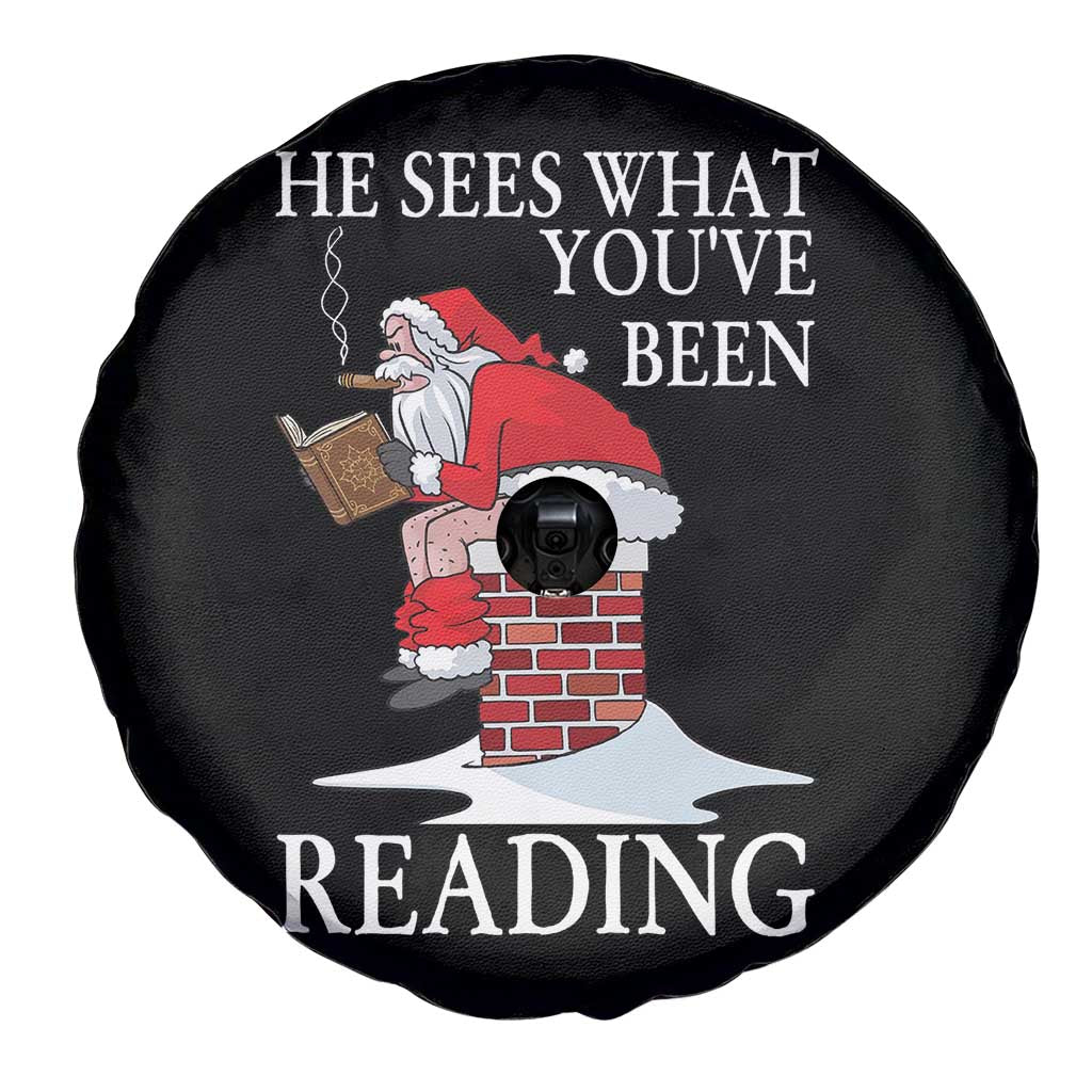 Funny Bookish Christmas Spare Tire Cover He Sees What You Have Been Reading - Wonder Print Shop