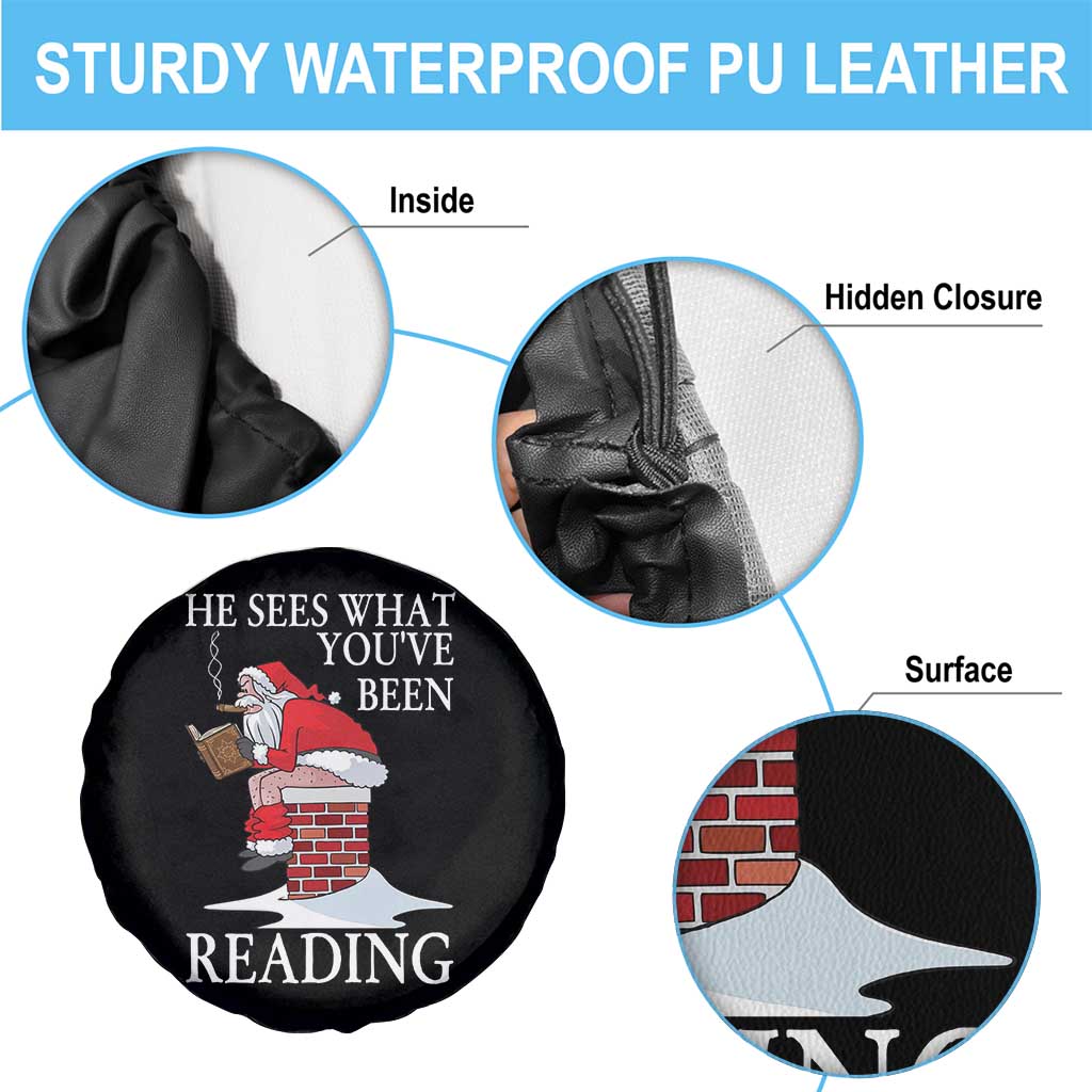 Funny Bookish Christmas Spare Tire Cover He Sees What You Have Been Reading - Wonder Print Shop