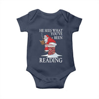 Funny Bookish Christmas Baby Onesie He Sees What You Have Been Reading - Wonder Print Shop