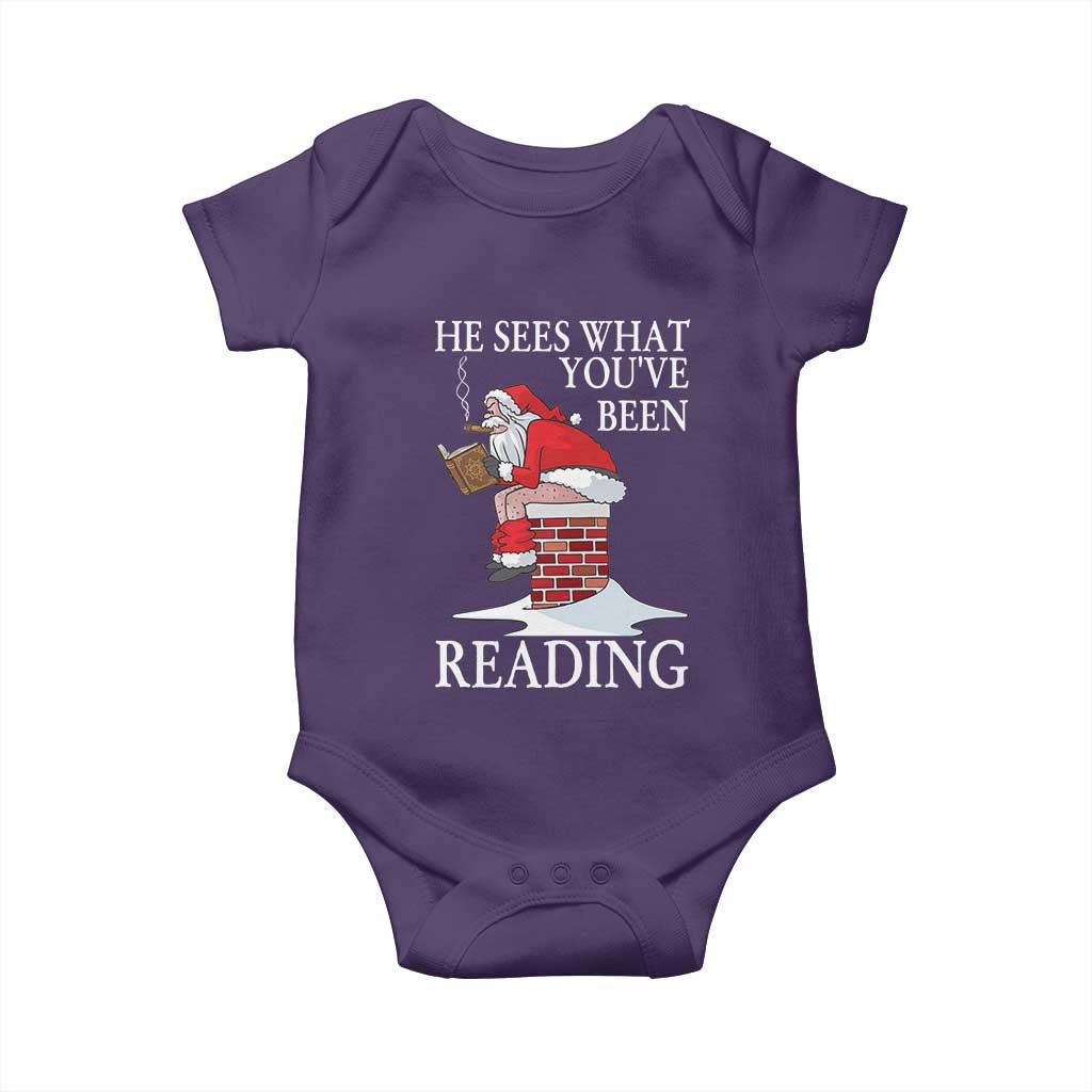 Funny Bookish Christmas Baby Onesie He Sees What You Have Been Reading - Wonder Print Shop