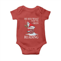 Funny Bookish Christmas Baby Onesie He Sees What You Have Been Reading - Wonder Print Shop
