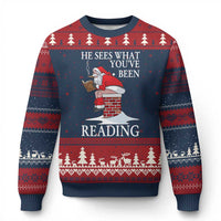 Funny Bookish Xmas Ugly Christmas Sweater He Sees What You Have Been Reading - Wonder Print Shop