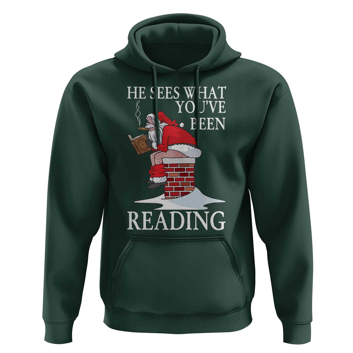 Funny Bookish Christmas Hoodie He Sees What You Have Been Reading - Wonder Print Shop