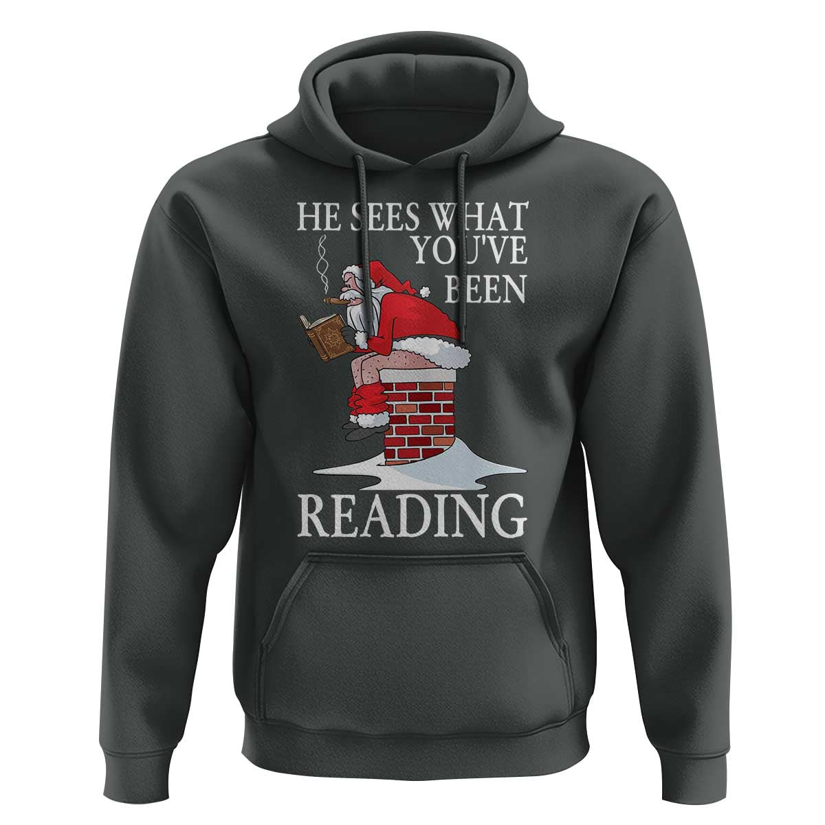 Funny Bookish Christmas Hoodie He Sees What You Have Been Reading - Wonder Print Shop