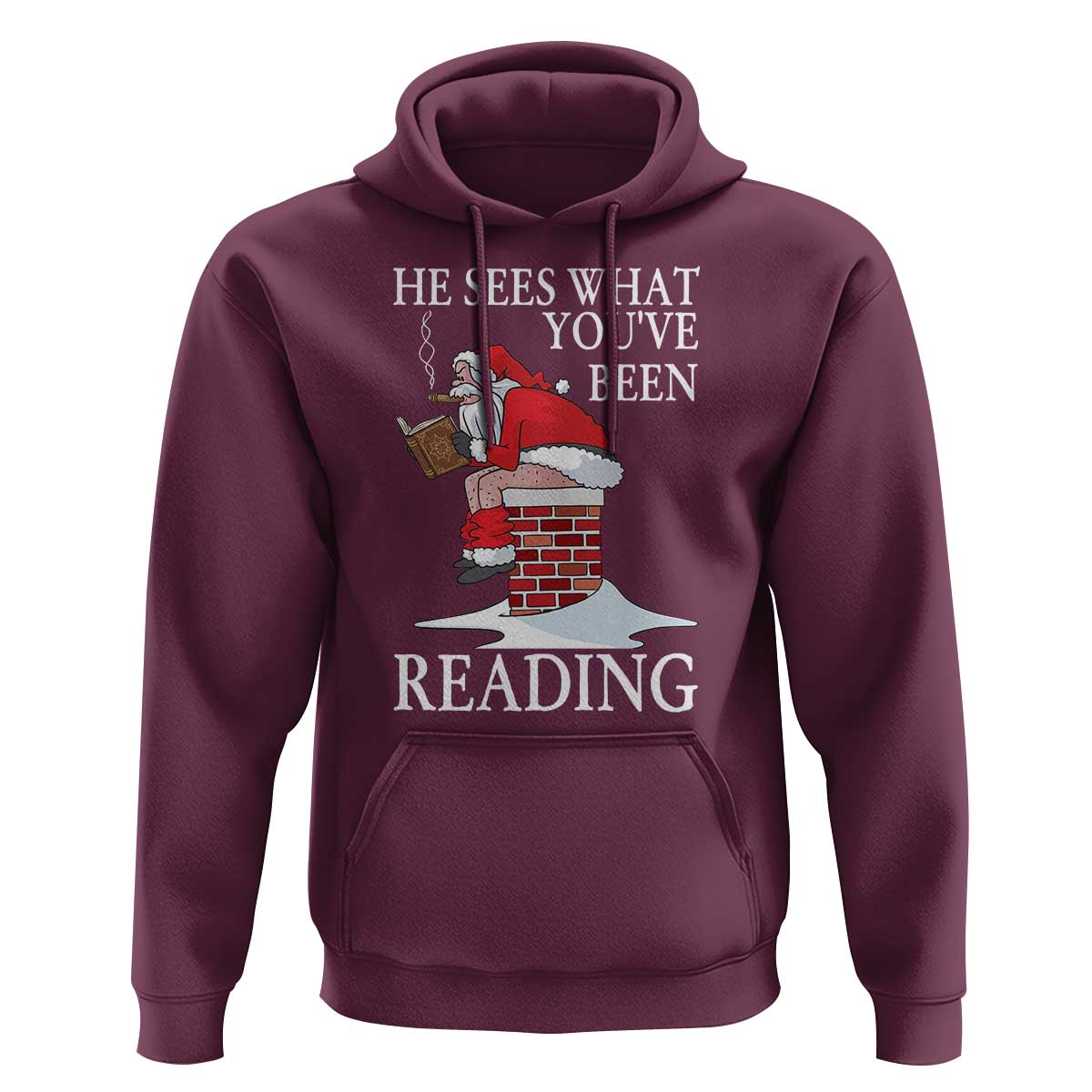 Funny Bookish Christmas Hoodie He Sees What You Have Been Reading - Wonder Print Shop