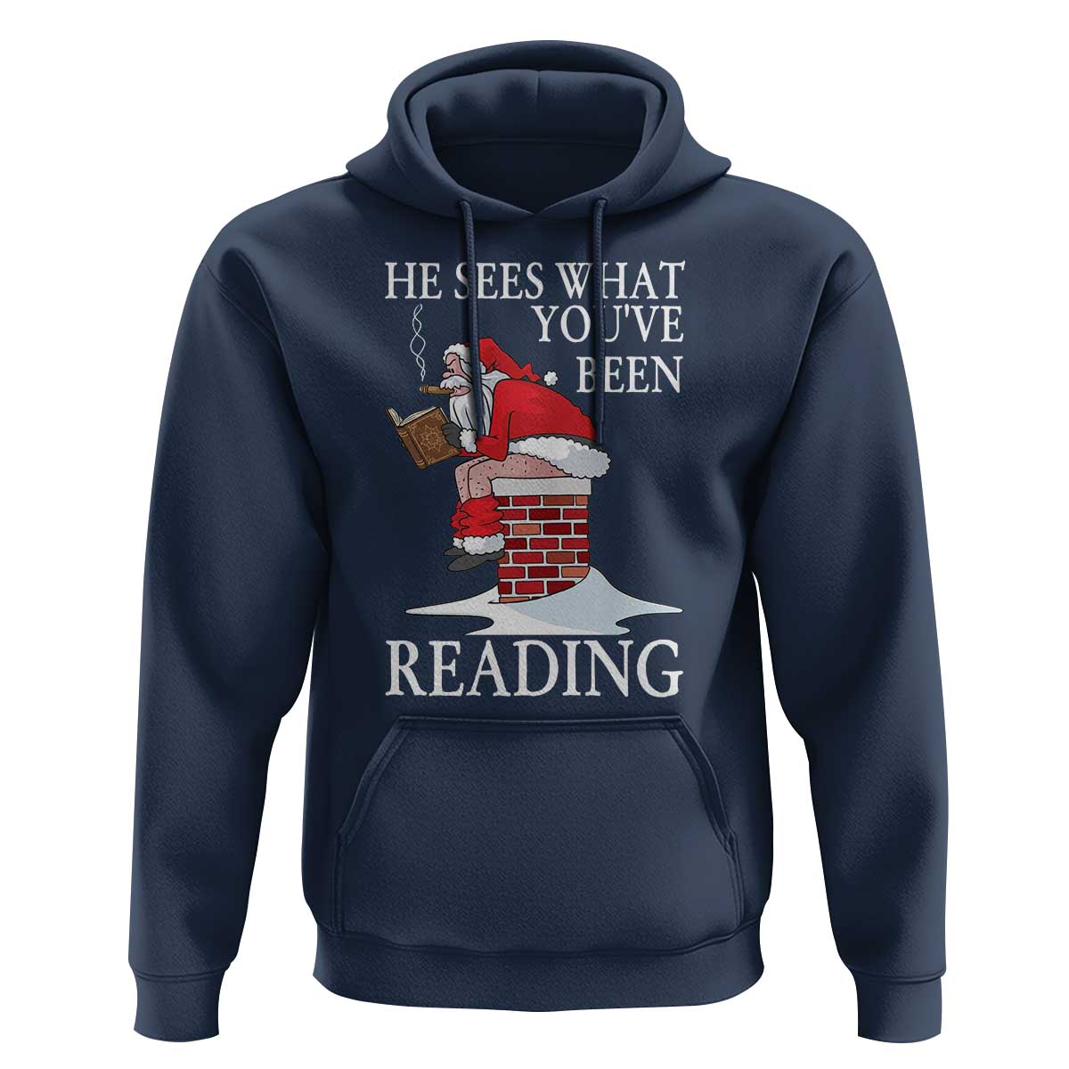 Funny Bookish Christmas Hoodie He Sees What You Have Been Reading - Wonder Print Shop