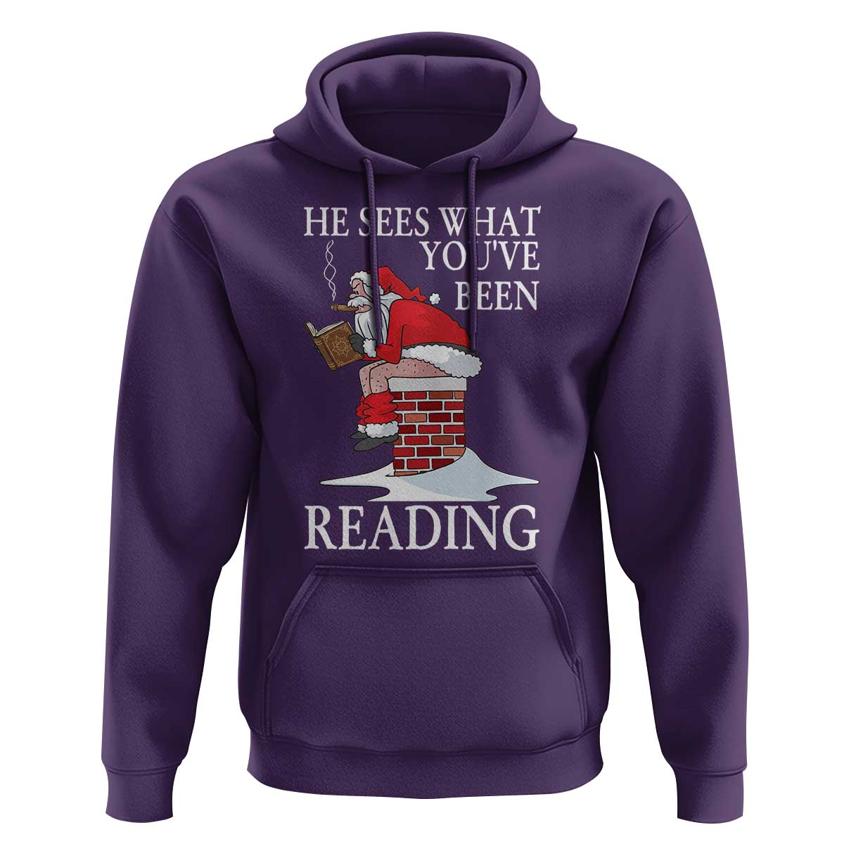 Funny Bookish Christmas Hoodie He Sees What You Have Been Reading - Wonder Print Shop