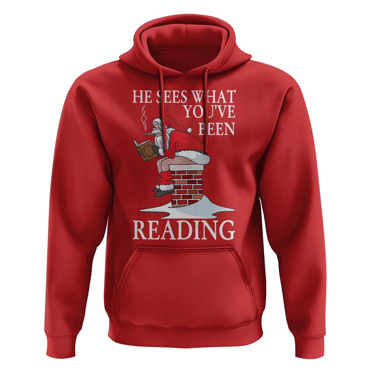 Funny Bookish Christmas Hoodie He Sees What You Have Been Reading - Wonder Print Shop