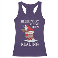 Funny Bookish Christmas Racerback Tank Top He Sees What You Have Been Reading - Wonder Print Shop