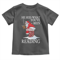 Funny Bookish Christmas Toddler T Shirt He Sees What You Have Been Reading - Wonder Print Shop
