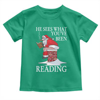 Funny Bookish Christmas Toddler T Shirt He Sees What You Have Been Reading - Wonder Print Shop