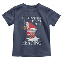 Funny Bookish Christmas Toddler T Shirt He Sees What You Have Been Reading - Wonder Print Shop