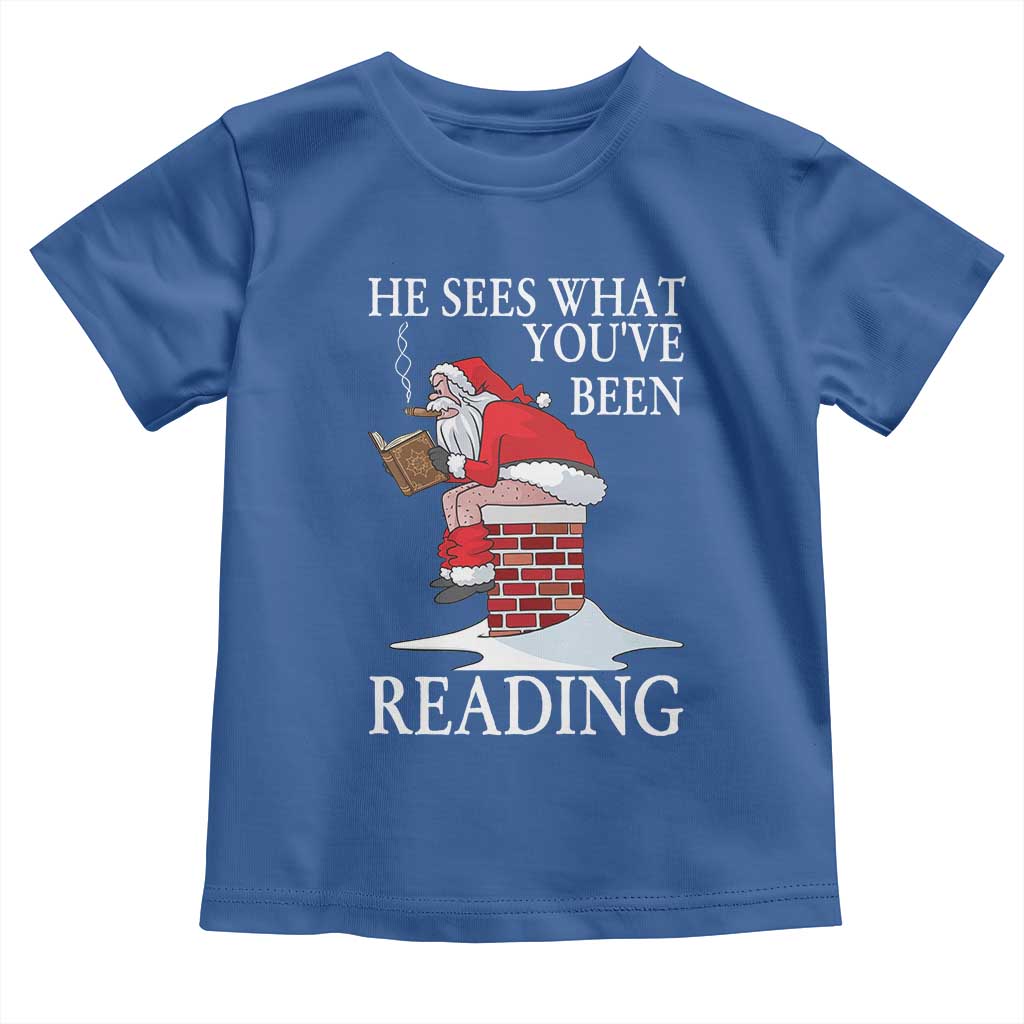 Funny Bookish Christmas Toddler T Shirt He Sees What You Have Been Reading - Wonder Print Shop