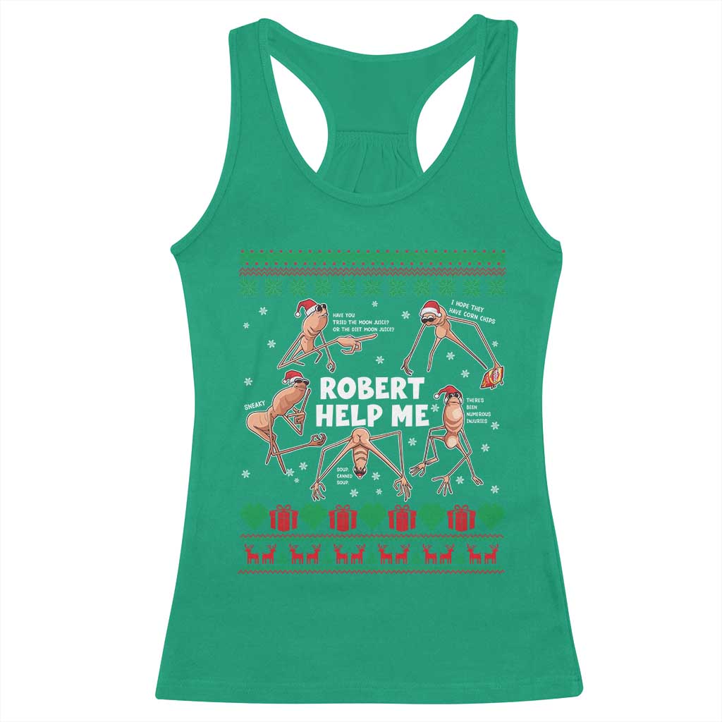 Marcus The Worm Robert Meme Christmas Racerback Tank Top - Wonder Print Shop