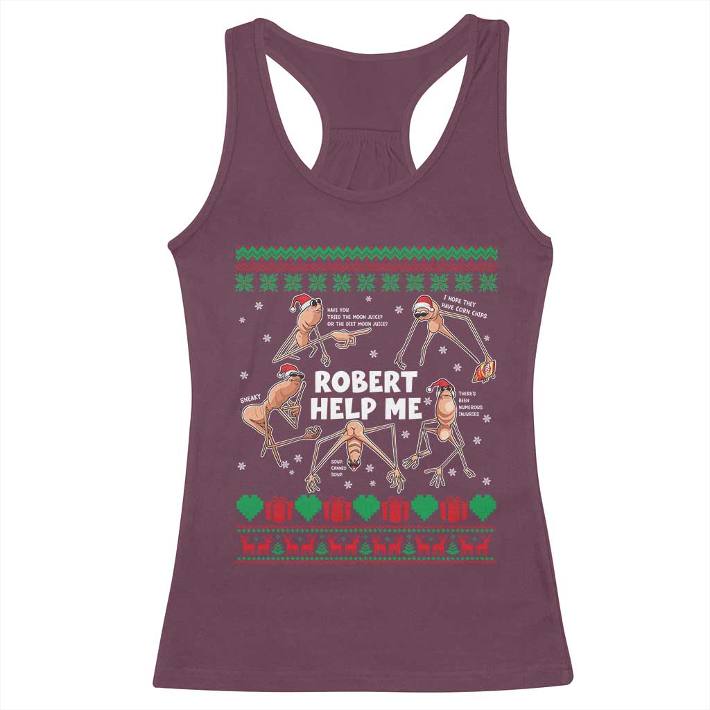 Marcus The Worm Robert Meme Christmas Racerback Tank Top - Wonder Print Shop