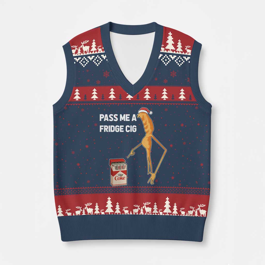 Marcus The Worm Robert Meme Xmas V-Neck Knit Sweater Vest Pass Me A Fridge Cig - Wonder Print Shop