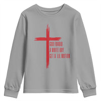 God Forbid A White Boy Get A Lil Motion Youth Sweatshirt Funny Christian Quote Meme - Wonder Print Shop