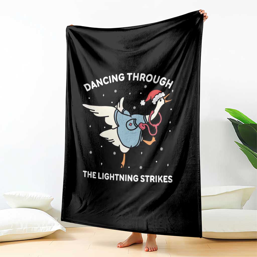Christmas Goose Nurse Throw Blanket Dancing Through The Lightning Strikes - Wonder Print Shop