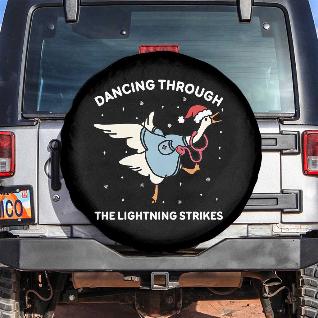 Christmas Goose Nurse Spare Tire Cover Dancing Through The Lightning Strikes - Wonder Print Shop