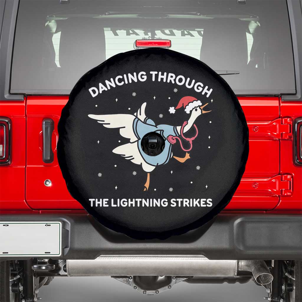 Christmas Goose Nurse Spare Tire Cover Dancing Through The Lightning Strikes - Wonder Print Shop