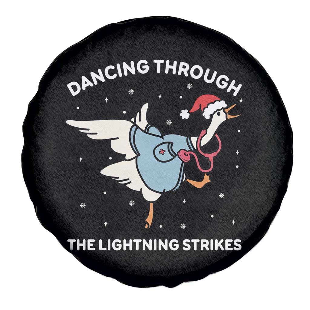 Christmas Goose Nurse Spare Tire Cover Dancing Through The Lightning Strikes - Wonder Print Shop