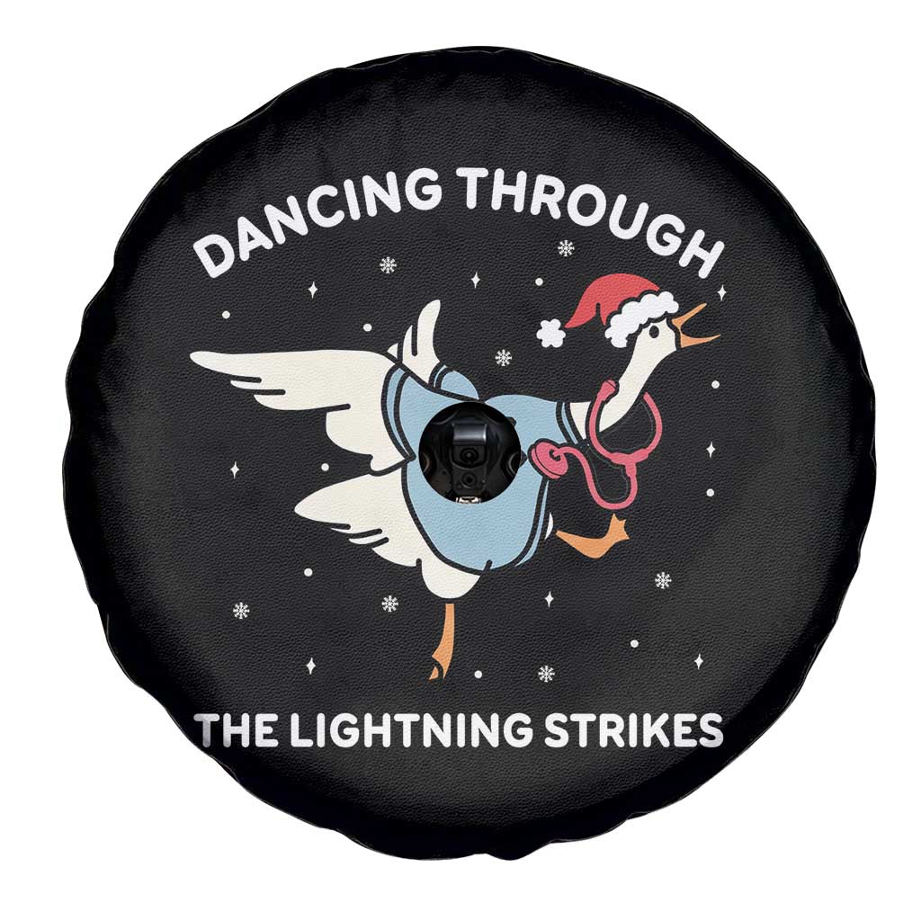 Christmas Goose Nurse Spare Tire Cover Dancing Through The Lightning Strikes - Wonder Print Shop