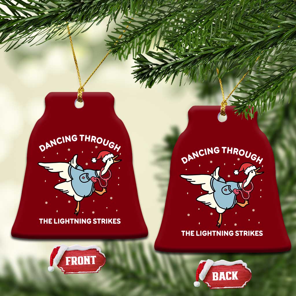 Christmas Goose Nurse Ceramic Ornament Dancing Through The Lightning Strikes - Wonder Print Shop