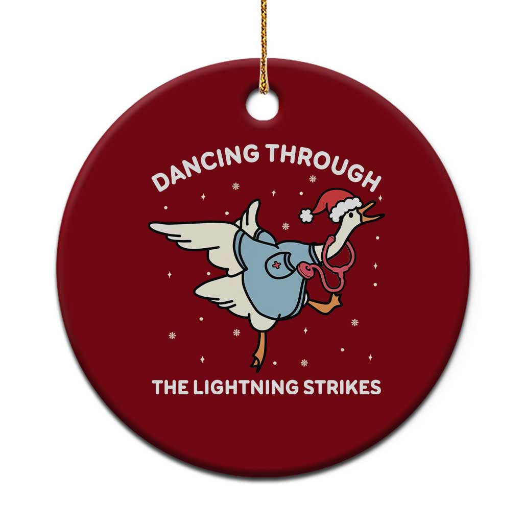 Christmas Goose Nurse Ceramic Ornament Dancing Through The Lightning Strikes - Wonder Print Shop